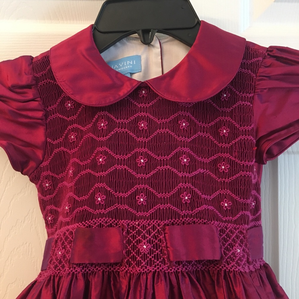 Smocked Silk Peter Pan Collar Anavini dress  5